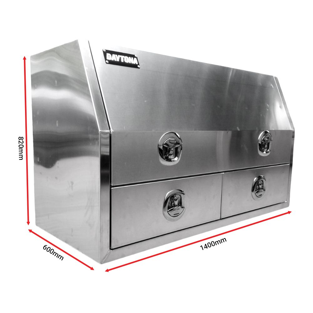 Daytona DBHLD1400 2mm 1400mm x 600mm x 820mm Aluminium Storage Box with 2 x Drawers  – image 2