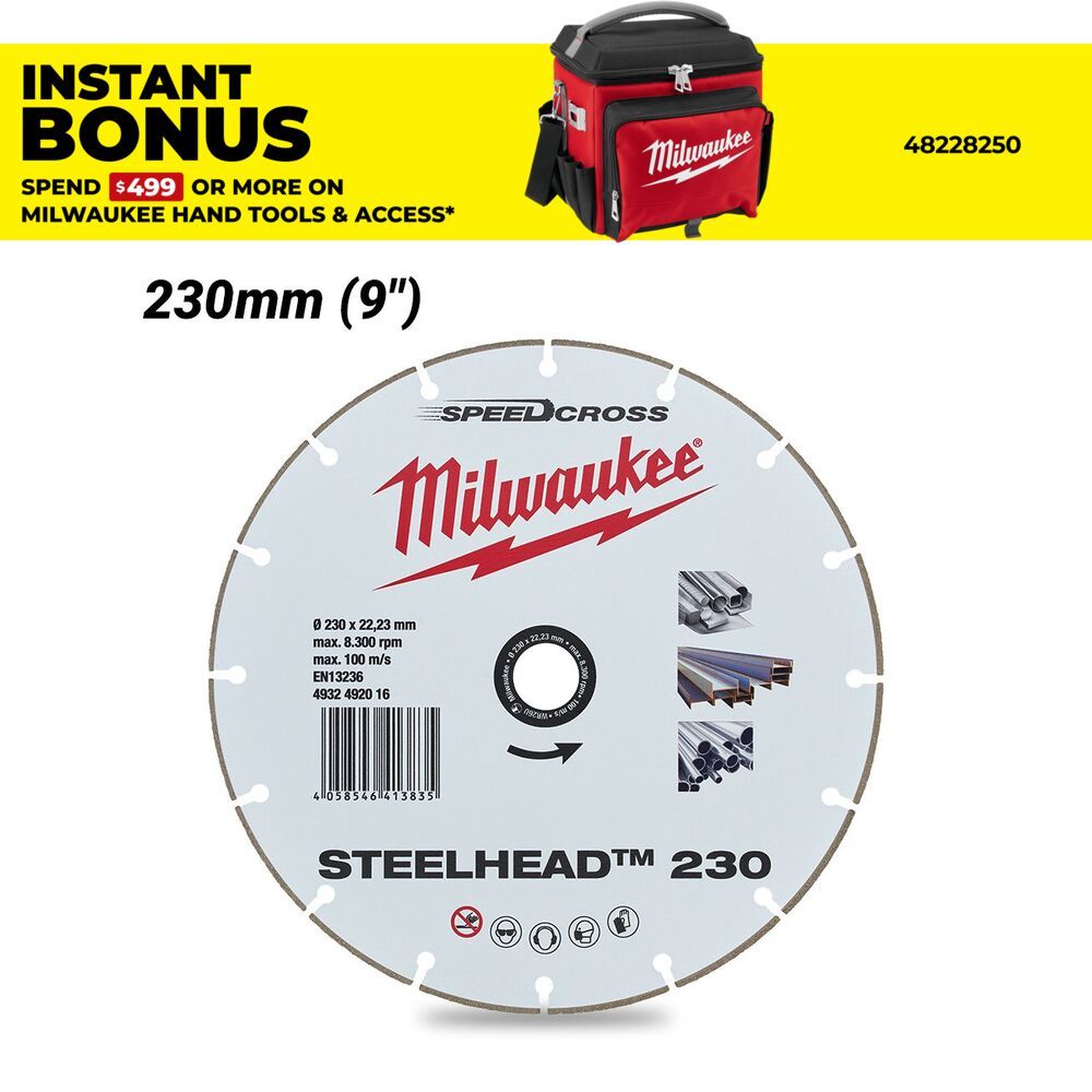 Milwaukee 4932492016  230mm (9") STEELHEAD Metal Diamond Cut-Off Blade – image 1