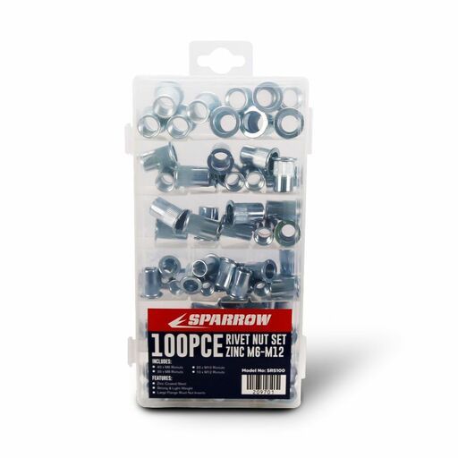 Sparrow SRS100 100pce Zinc M6, M8, M10, M12 Rivet Nut Set – image 10