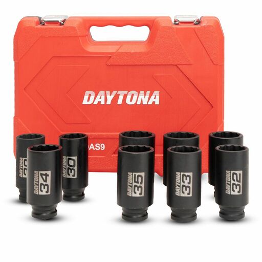 Daytona DDAS9 9pce 1/2" Drive 12 Point Deep Axle Nut 29-39mm Metric Socket Set
