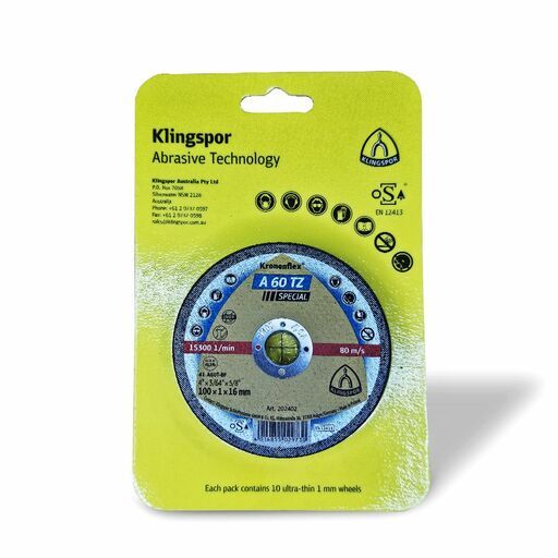 Klingspor 326295 10-Pack 100mm x 1.0mm x 16mm A 60 TZ Stainless Steel Cutting-Off Wheel – image 2