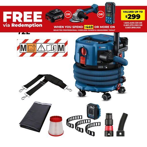 Bosch GAS 18V-12 MC (0.601.9K2.050) 18V Li-ion Cordless 12L Dust