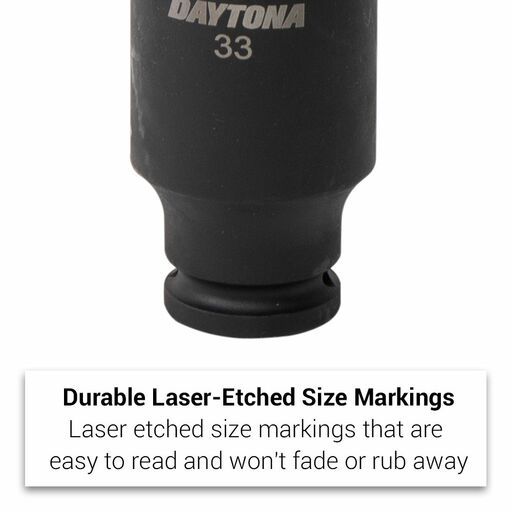Daytona DLS3012 30mm x 200mm long 1/2" Drive 6 Point Extra Long Deep Impact Socket – image 4