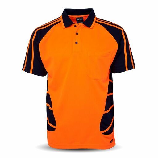 JB's Wear 6HSPON Hi Vis S/S Spider Polo UPF 50+ Orange / Navy – image 3