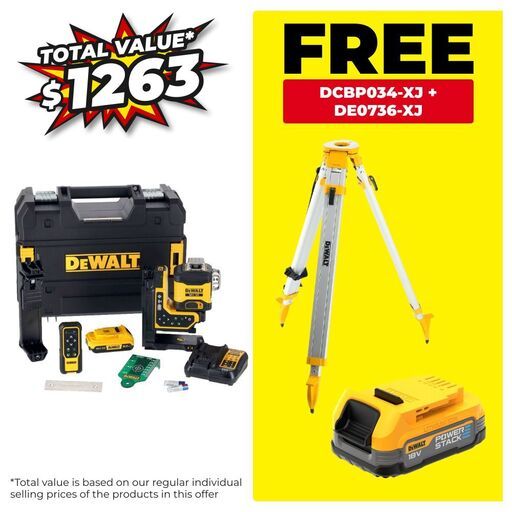 DeWalt DCLE34035D1-XE 18V 3x360 Remote Control Green Beam Laser