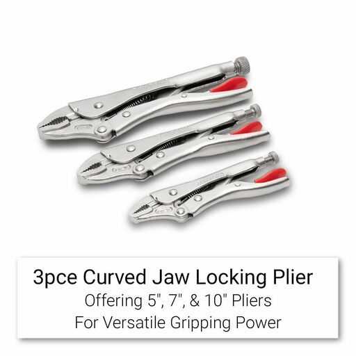 Daytona DLLNP5P 5pce 125mm (5"), 175mm (7"), 250mm (10"), 150mm (6") & 230mm (9") Curved Jaw & Long Nose Locking Plier Set – image 5