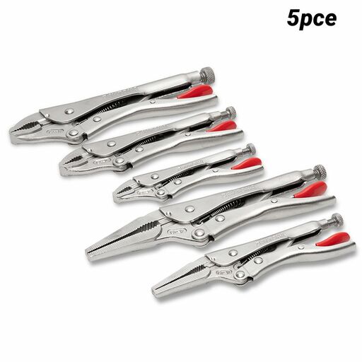 Daytona DLLNP5P 5pce 125mm (5"), 175mm (7"), 250mm (10"), 150mm (6") & 230mm (9") Curved Jaw & Long Nose Locking Plier Set