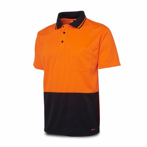 JB's Wear 6HVNCON Hi-Vis Orange/Navy Non Cuff Traditional Polo – image 2