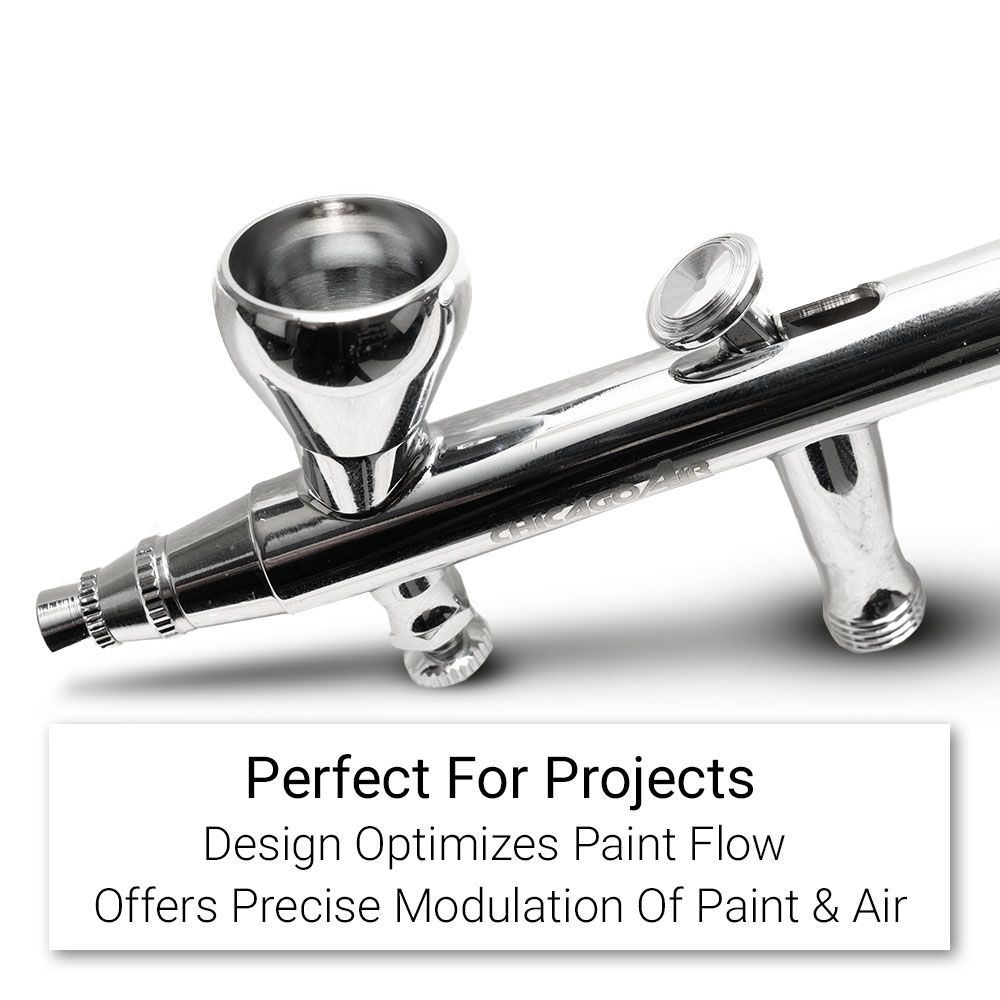 Chicago Air CAGFDABK 0.2mm and 0.3mm Nozzle- 2cc,5cc and 13cc Gravity Feed Dual Action-Top AirBrush Kit – image 5