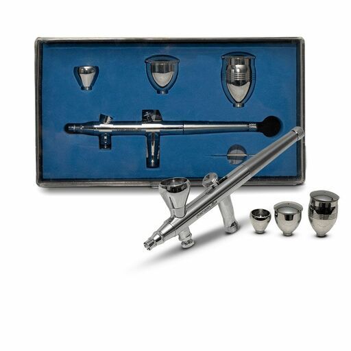 Chicago Air CAGFDABK 0.2mm and 0.3mm Nozzle- 2cc,5cc and 13cc Gravity Feed Dual Action-Top AirBrush Kit