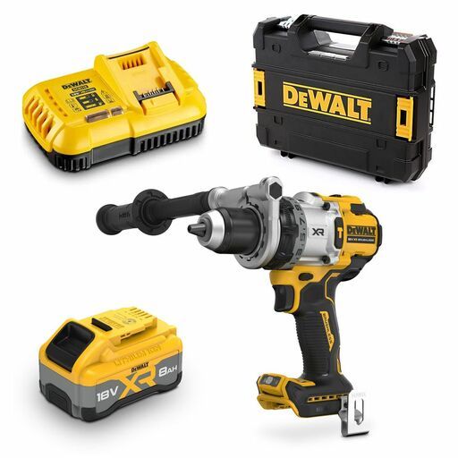 DeWalt DCD1007WW1T-XE 18V 8Ah XR Li-ion Brushless Cordless Premium Hammer Drill Driver Combo Kit