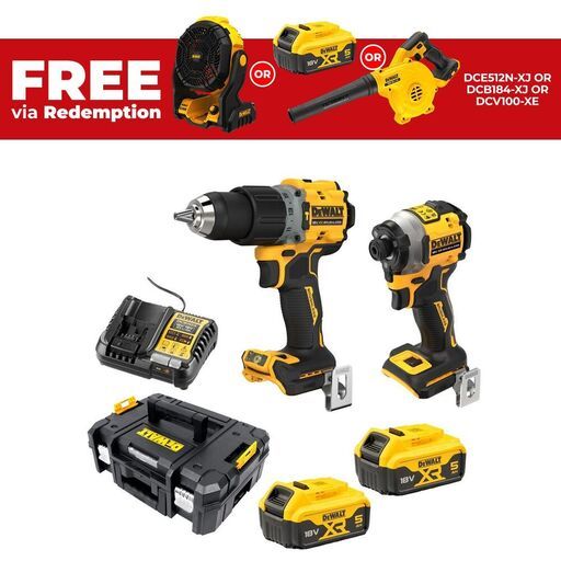 DeWalt DCZ2050P2T-XE 18V 5.0Ah XR BRUSHLESS Compact 2pce Combo Kit