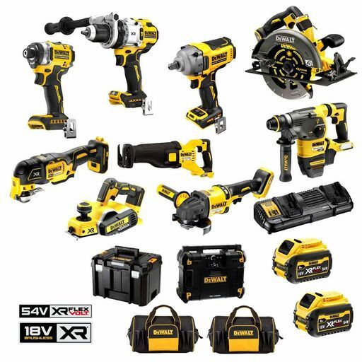 DeWalt DCZ1001X2-XE 18V/54V 9.0Ah Brushless Cordless XR Mixed Voltage 10pce Combo Kit – image 2