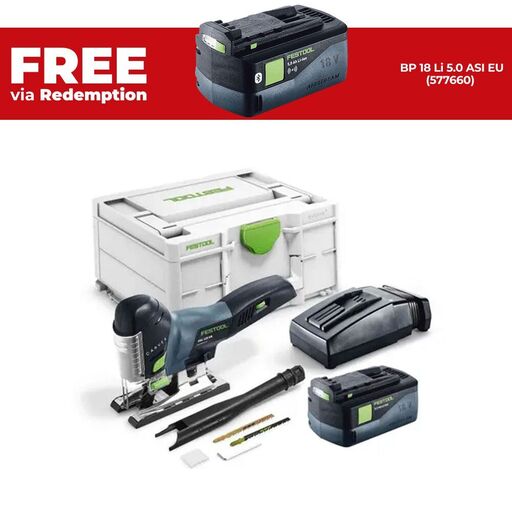 Festool PSC 420 5.0 EBI-Plus (578288) 18V 5.0Ah Li-ion Cordless Brushless Barrel Jigsaw Bluetooth Combo Kit