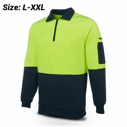 JB's Wear 6HVFHEN Lime/Navy Hi Vis 1/2 Zip Fleecy