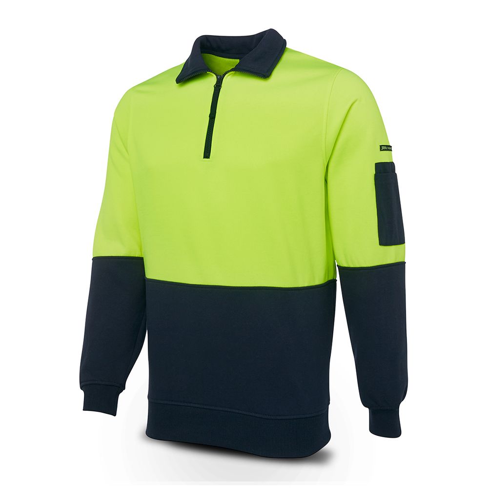 JB's Wear 6HVFHEN Lime/Navy Hi Vis 1/2 Zip Fleecy – image 2