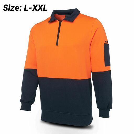 JB's Wear 6HVFHON Orange/Navy Hi Vis 1/2 Zip Fleecy