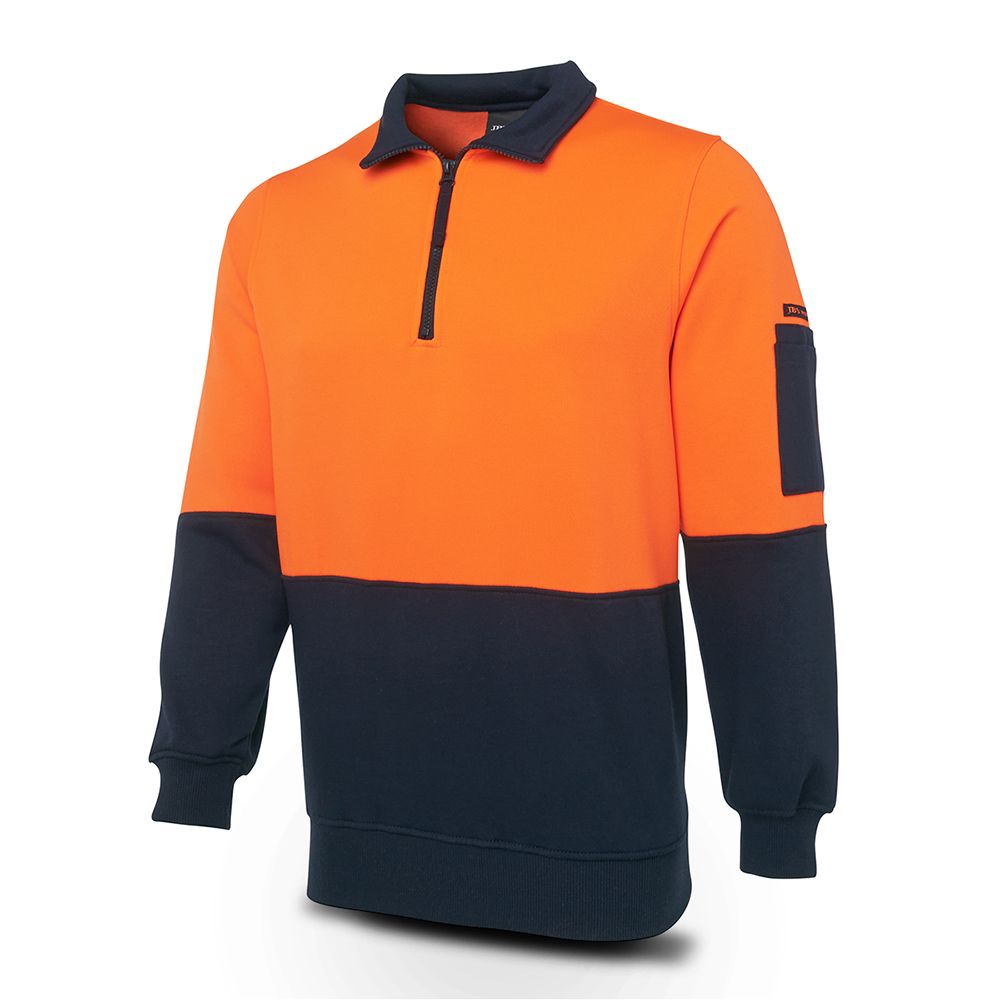 JB's Wear 6HVFHON Orange/Navy Hi Vis 1/2 Zip Fleecy – image 2