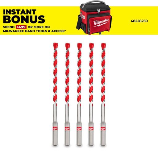 Milwaukee 49323562 5-Pack Masonry Hammer Drill Bit 6 x 100mm