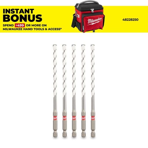 Milwaukee 49323563 5-Pack SHOCKWAVE Multi-Material Drill Bit 6 x 100mm