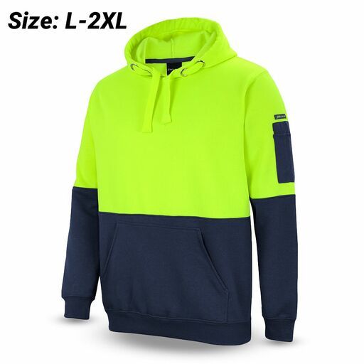 JB's Wear 6HVPHLN HV Pull Over Hoodie Lime/Navy