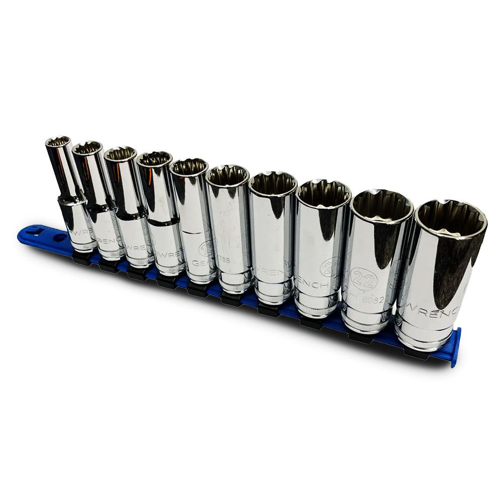 GEARWRENCH 87014 10 pce 1/2″ Square Drive 12 Point Deep Metric Socket Set – image 1