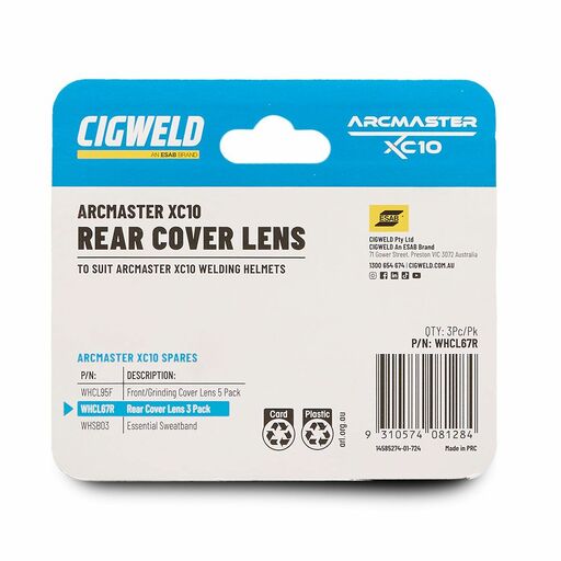 Cigweld WHCL67R 3-Pack Arcmaster XC10 Rear Cover Lens – image 2
