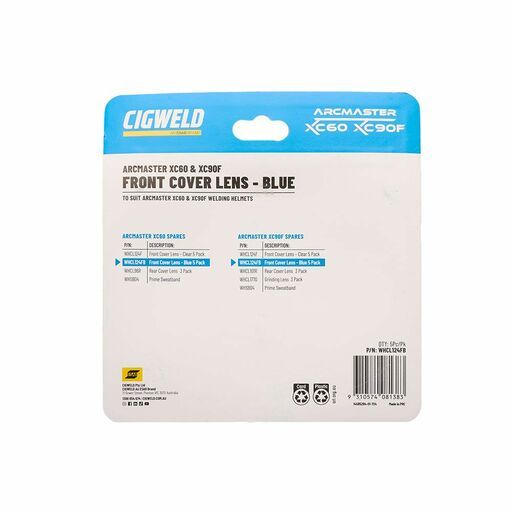 Cigweld WHCL124FB 5-Pack Arcmaster XC90F/XC60 Front Cover Lens (Blue) – image 2