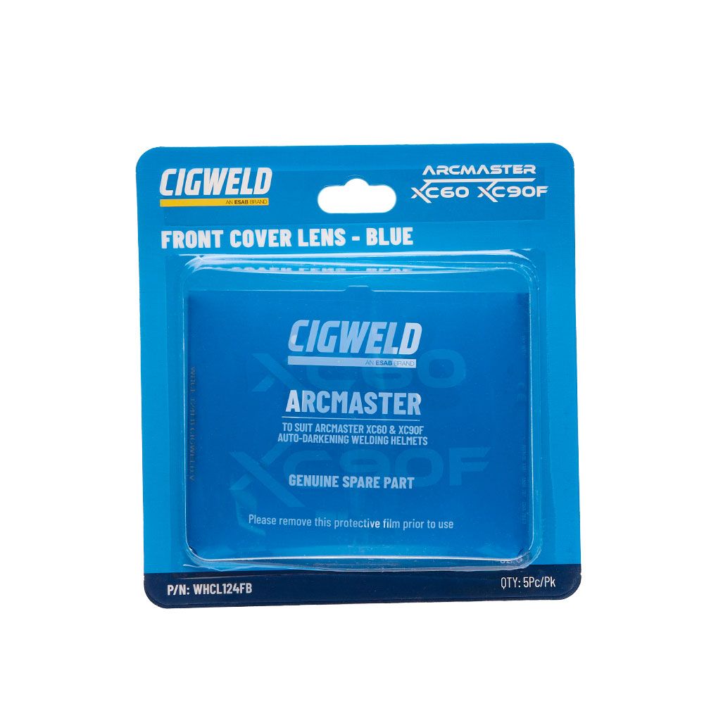 Cigweld WHCL124FB 5-Pack Arcmaster XC90F/XC60 Front Cover Lens (Blue) – image 1