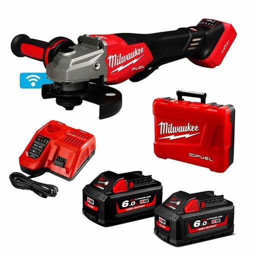 Milwaukee M18FSAG125XPDB2602 18V Li-ion Cordless Fuel 125mm (5") High Speed Angle Grinder with Deadman Paddle Switch Combo Kit