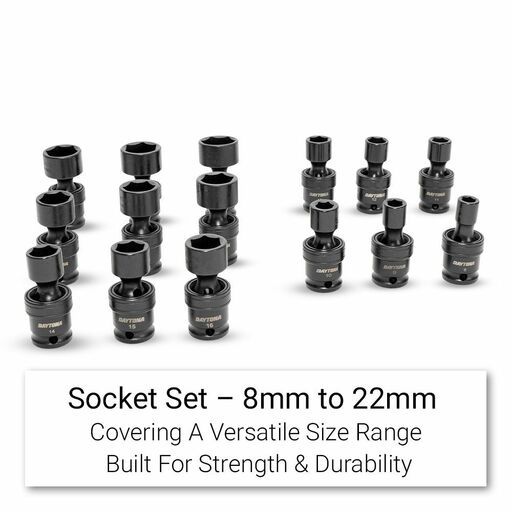 Daytona DIUS3815 15pce 3/8" Drive 8-22mm Impact Universal Socket Set – image 5