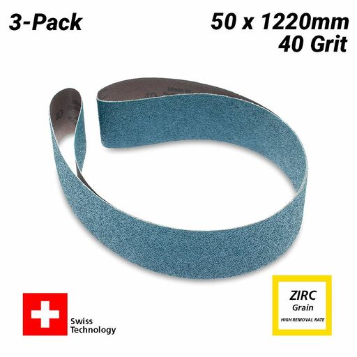 Sia Abrasives F03E02DD16 3pce 50mm x 1220mm 2820 P40 Sanding Belt