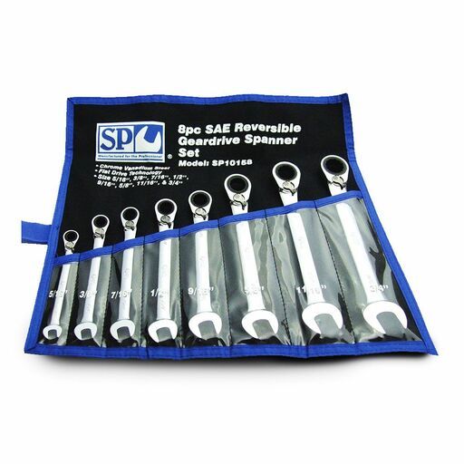 SP Tools SP10158 8pce SAE Reversible Geardrive Spanner Set