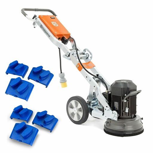 Husqvarna PG280-10A-(EZCHANGE)-XHGPS25 240V 280mm Concrete Floor Grinder with 3-Pack 25# Grit - Soft Bond Diamond Shoe Plate Pad For Medium - Hard Concrete