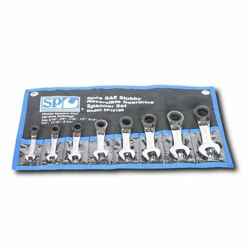 SP Tools SP10188 8pce 15° Offset SAE Reversible Geardrive Stubby Spanner Set – image 2