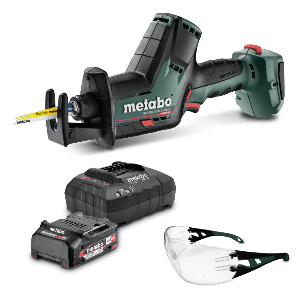 Metabo SSE 18 LTX BL COMPACT 1 LP 2.0 K BG (AU60236603) 18V 2.0Ah Cordless Brushless Sabre Combo Kit with Safety Glasses – image 1