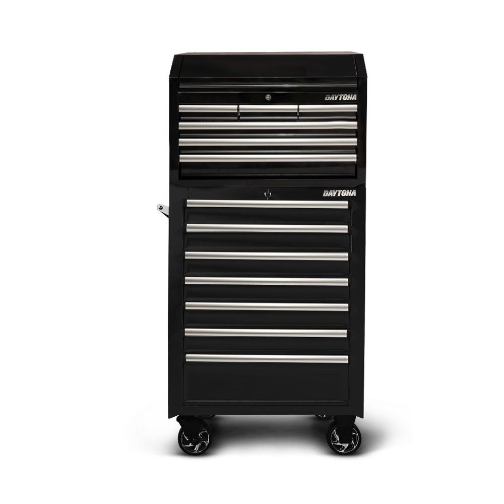 Daytona DTK268 + D7SLBK 268pce Metric/Sae 6 Drawer Black Tool Chest with 7 Drawer Bottom Tool Chest Roller Cabinet - Black – image 2