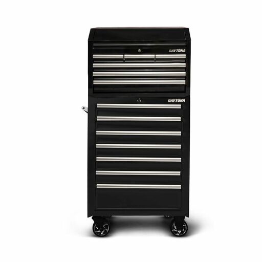 Daytona DTK268 + D7SLBK 268pce Metric/Sae 6 Drawer Black Tool Chest with 7 Drawer Bottom Tool Chest Roller Cabinet - Black – image 2