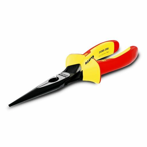 Bahco 2430S-200 8" 200mm ERGO Snipe Nose Pliers with Insulated Dual-Component Handles and Phosphate Finish