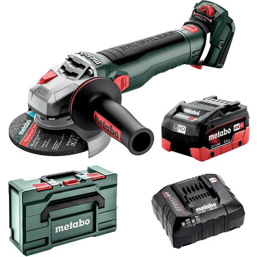 Metabo WVB 18 LT BL 11-125 Q MB 5.5 K (AU61305700) 18V 5.5 Ah LiHD Brushless Ø125 mm Variable Speed Angle Grinder with Brake & Quick Locking Nut Combo Kit
