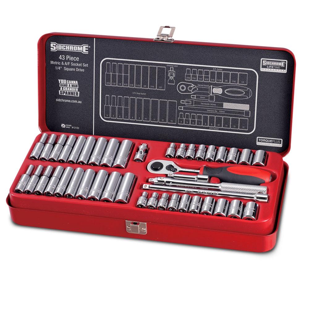 Sidchrome SCMT12130 43pce 1/4” Drive Metric & Imperial Socket Set