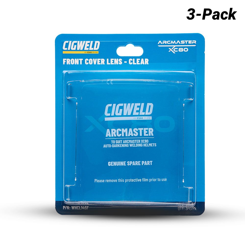 Cigweld WHCL145F 3-Pack Arcmaster XC80 Front Cover Lens (Clear) – image 1