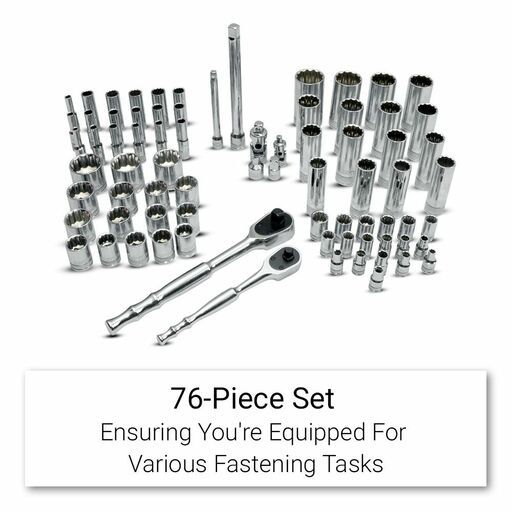Daytona DSS76 76pce 1/4" & 3/8" Standard & Deep 4-12mm & 3/16"-1" Socket Set – image 5