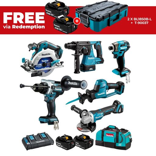 Makita DLX6136TX1 18V 5.0Ah Li-Ion Brushless Cordless 6pce Combo Kit