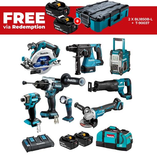 Makita DLX8059GX1 18V 6.0Ah Li-Ion Brushless Cordless 8pce Combo Kit