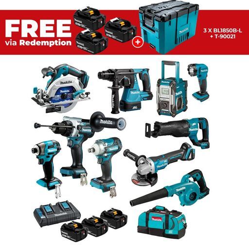 Makita DLX1059TX1 18V 5.0Ah Li-Ion Cordless Brushless 10pce Combo Kit