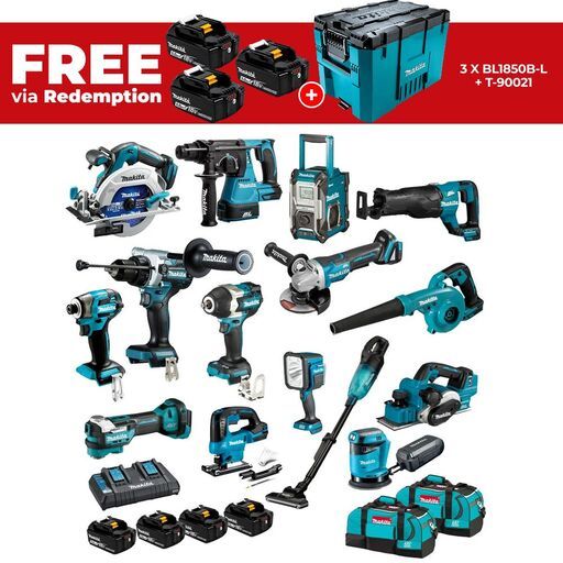 Makita DLX1514TX1 18V 5.0Ah Li-ion Cordless 15pce Combo Kit Including Brushless