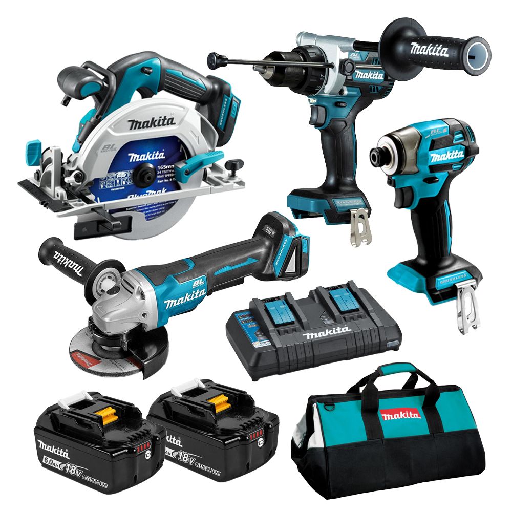 Makita DLX4187GX1 18V Li-Ion 6.0Ah Cordless Brushless 4pce Combo Kit