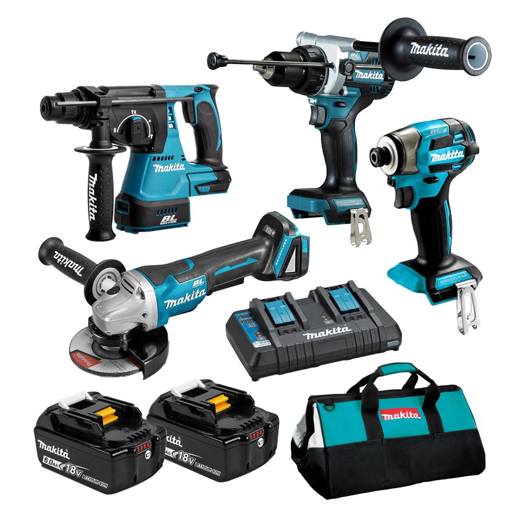 Makita DLX4189GX1 18V Li-Ion 6.0Ah Cordless Brushless 4pce Combo Kit