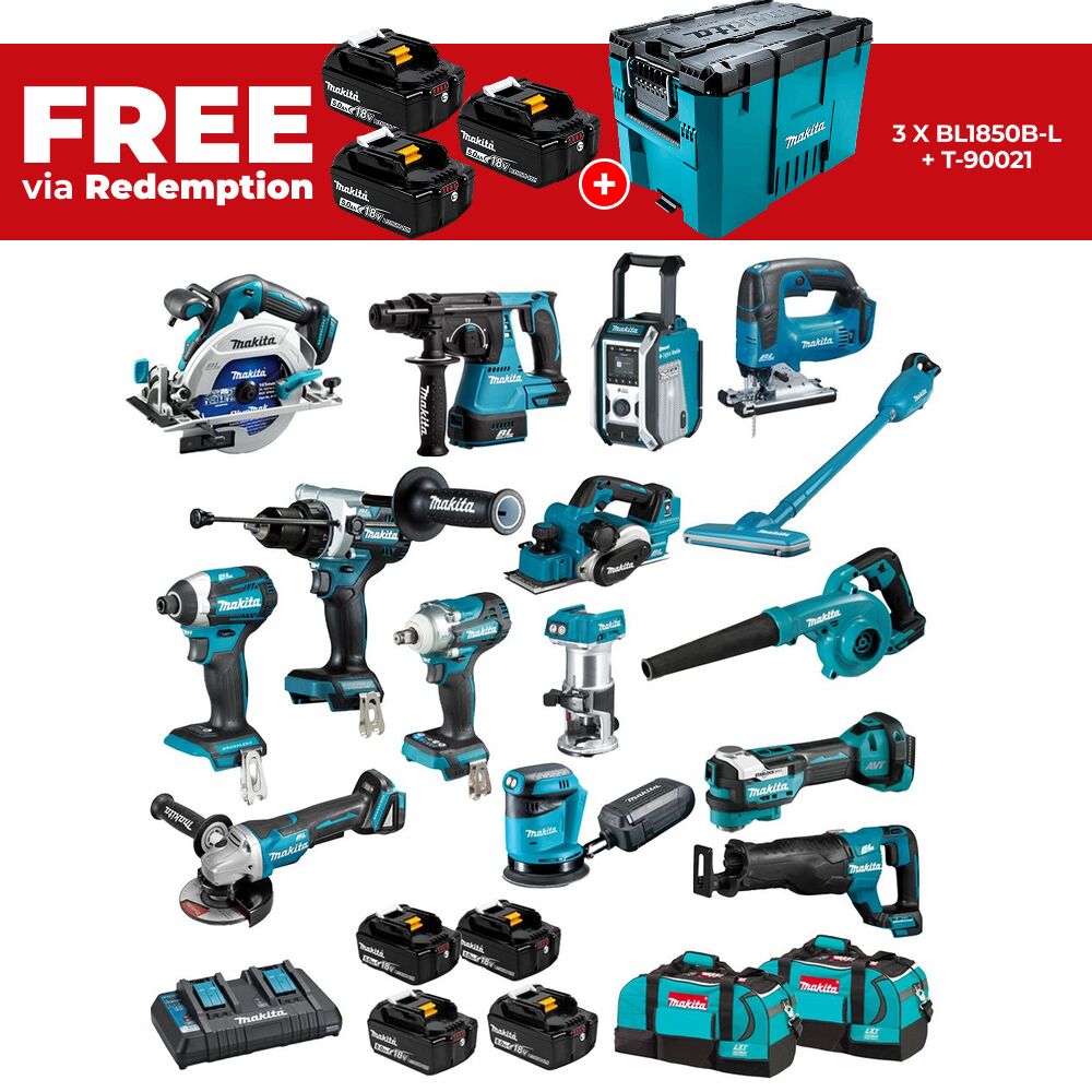 Makita DLX1515PX1 18V 5.0Ah/6.0Ah Li-ion LXT Cordless 15pce Combo Kit Including Brushless – image 1